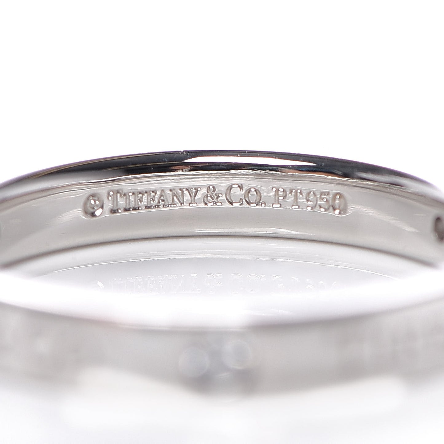 Platinum Diamond Logo Band Ring 54 6.5