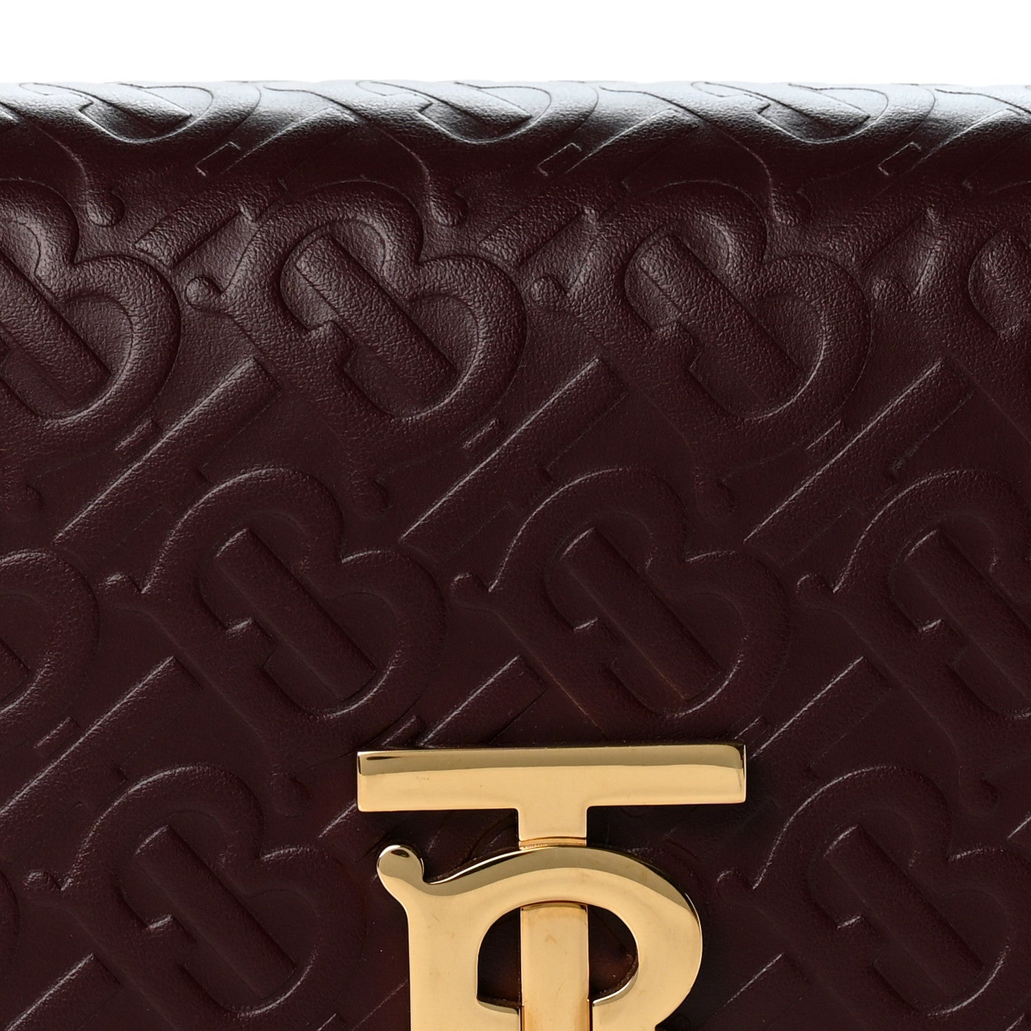 Burberry Calfskin Monogram Embossed TB Bag Oxblood 8 of 11