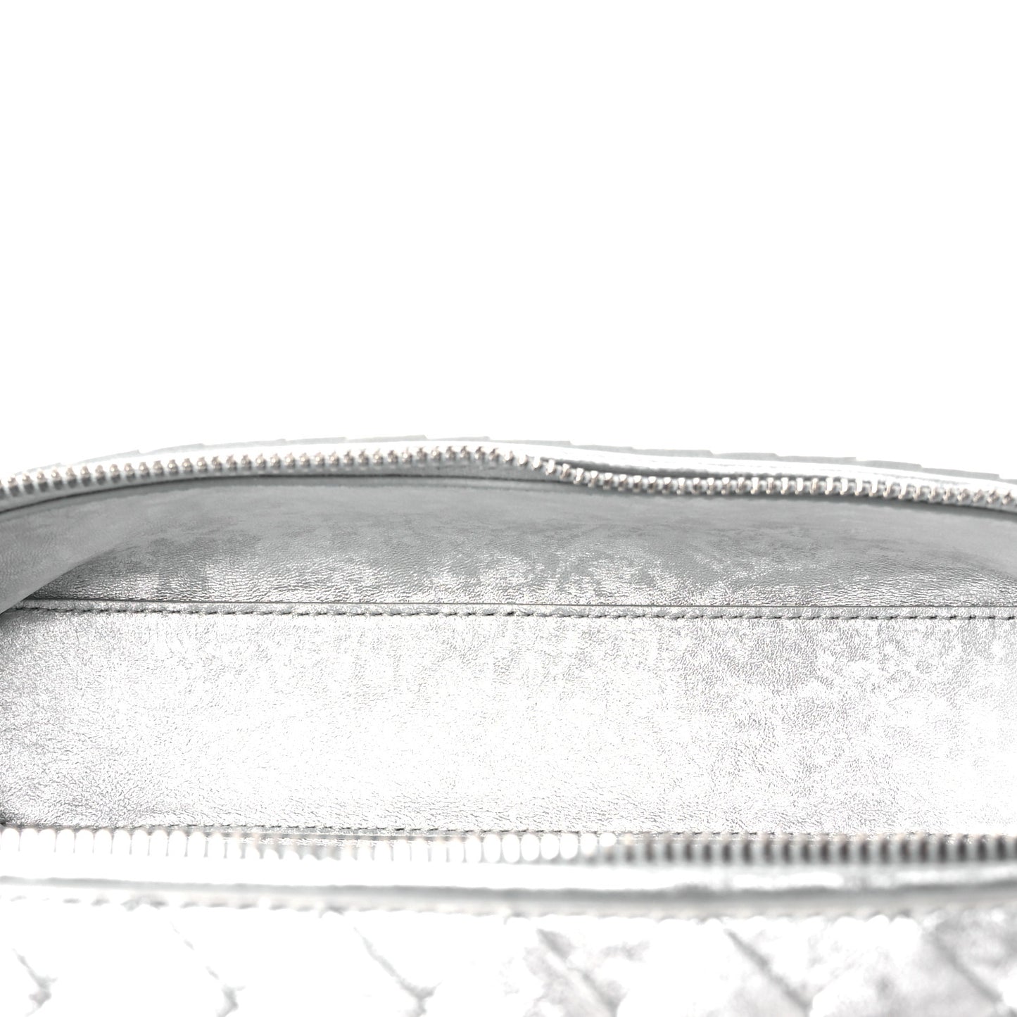 Laminated Nappa Intrecciato Bang Bang Vanity Case Silver