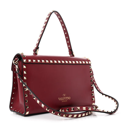 Valentino Garavani Vitello Medium Rockstud Top Handle Shoulder Bag Rubino 3 of 13