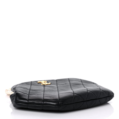 Chanel Lambskin Quilted Pearl Crown Clutch Bag Black 4 of 13