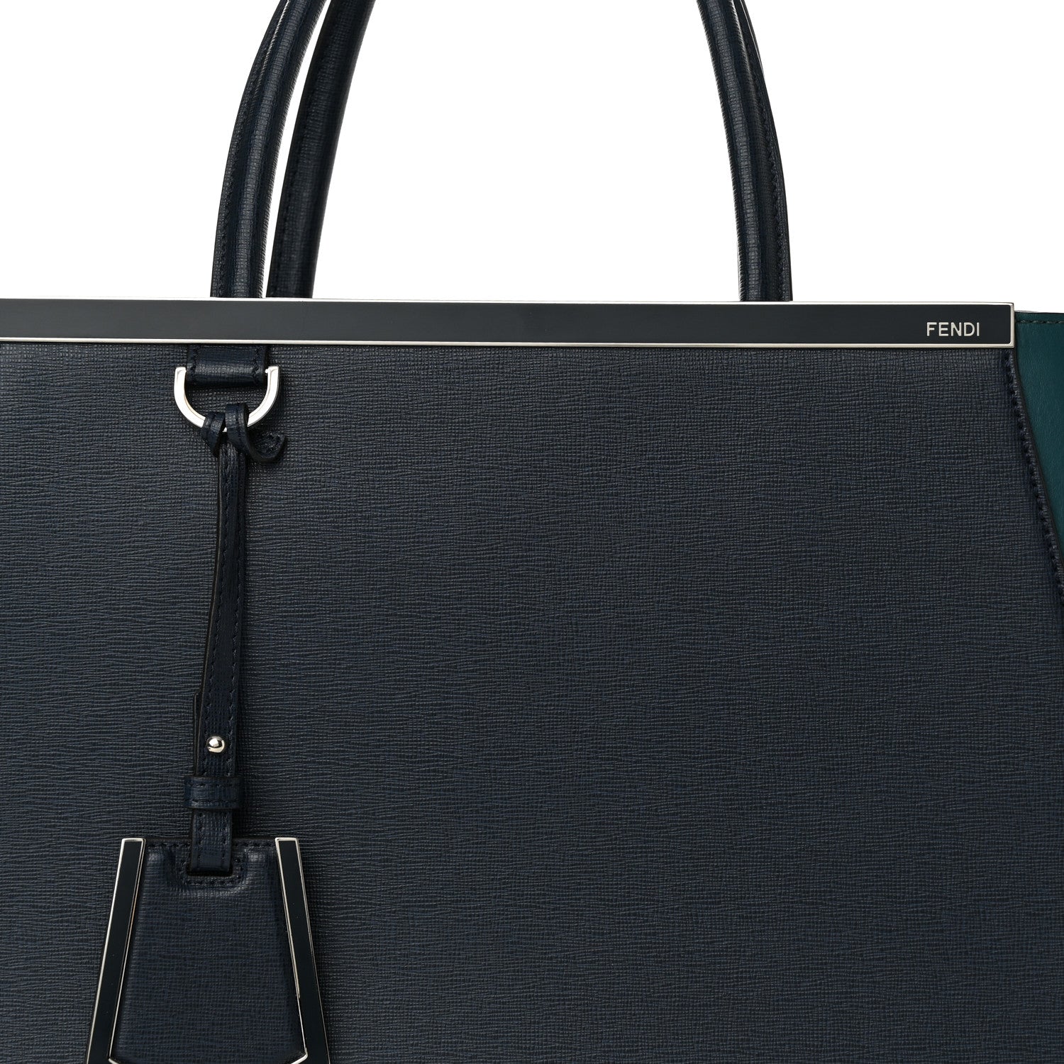 Fendi Vitello Elite Colorblock Regular 2Jours Tote Lavagna Lago Oceano 9 of 11