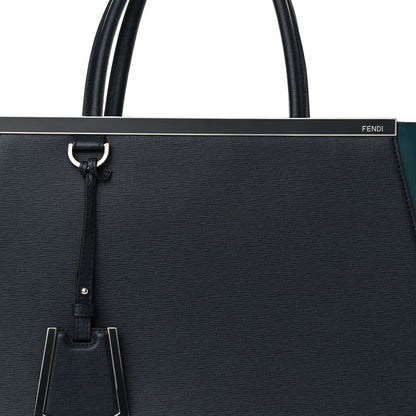 Fendi Vitello Elite Colorblock Regular 2Jours Tote Lavagna Lago Oceano 9 of 11
