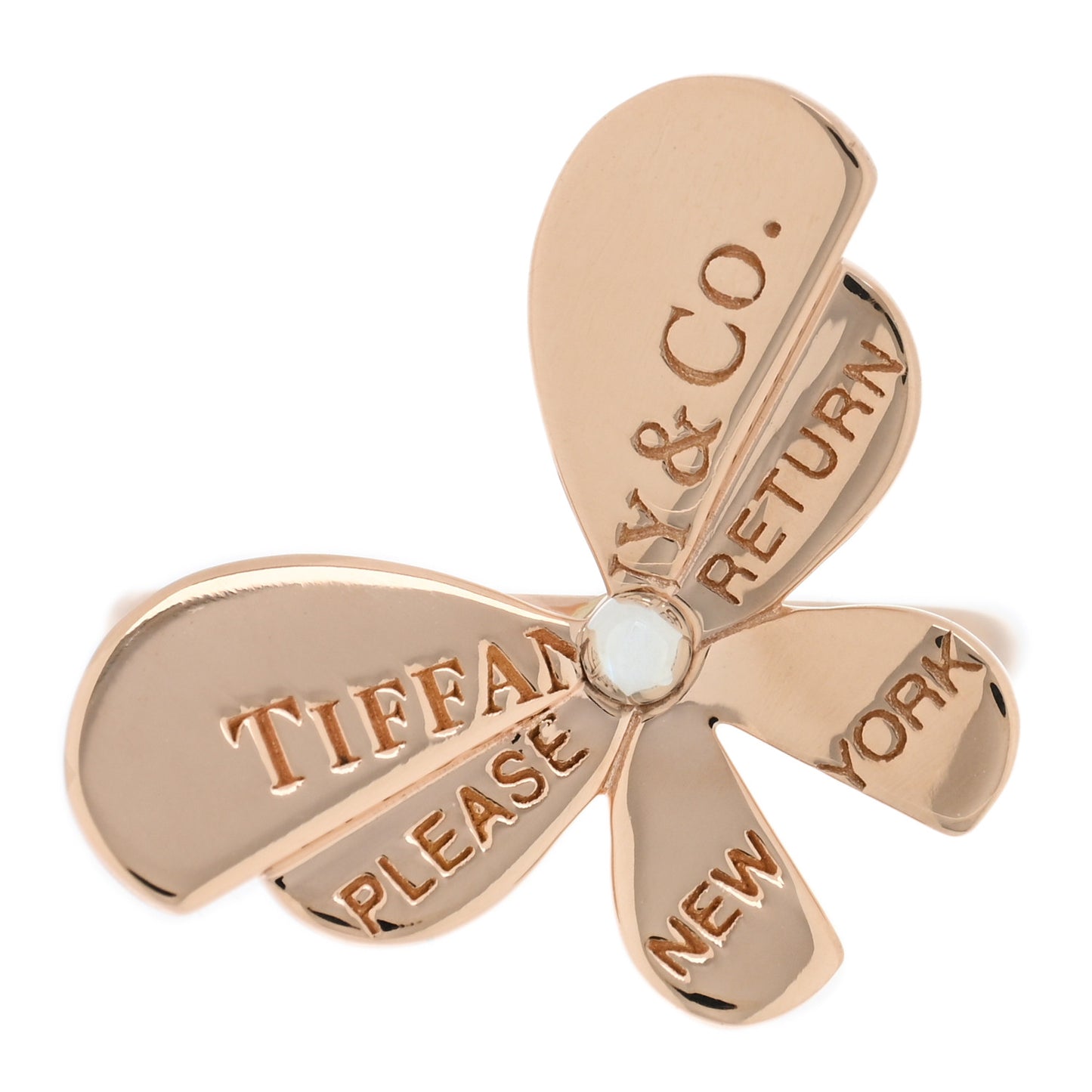18K Rose Gold Sterling Silver Return to Tiffany Love Bugs Butterfly Ring 49 4.75