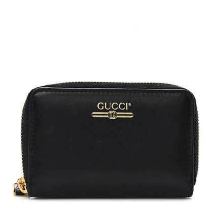 Gucci Plutone Calfskin Logo Zip Around Card Case Black 1 of 6