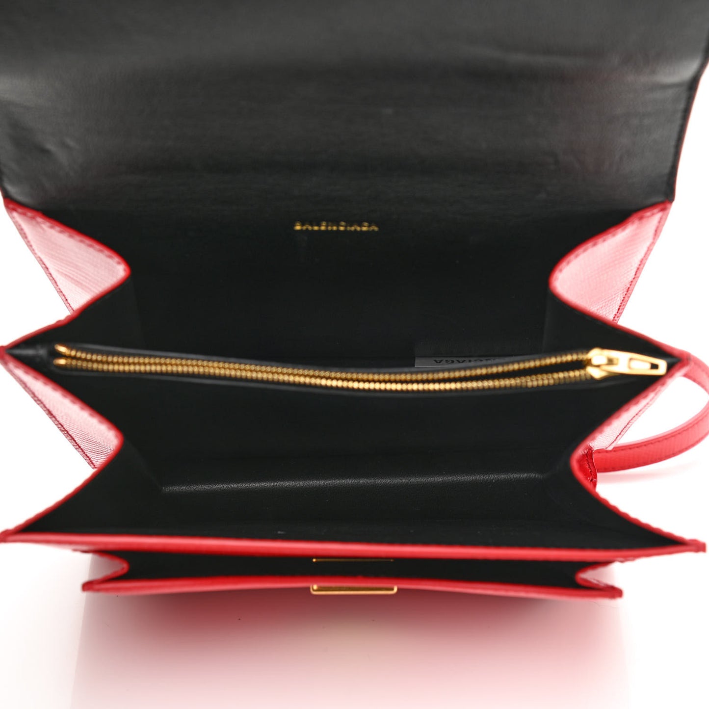 Patent Calfskin Lizard Embossed Sharp S Chain Satchel Vivid Red