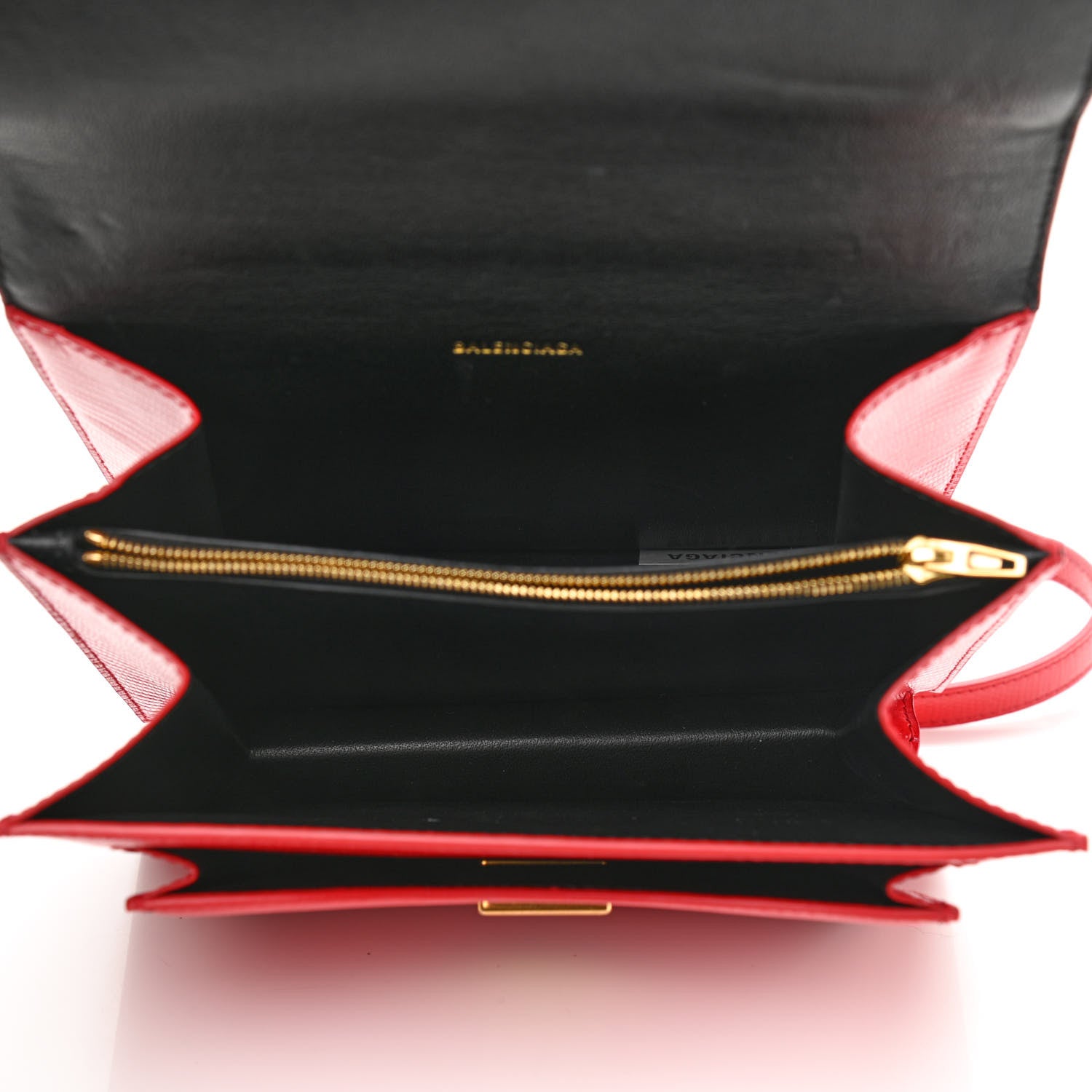 Balenciaga Patent Calfskin Lizard Embossed Sharp S Chain Satchel Vivid Red 5 of 8