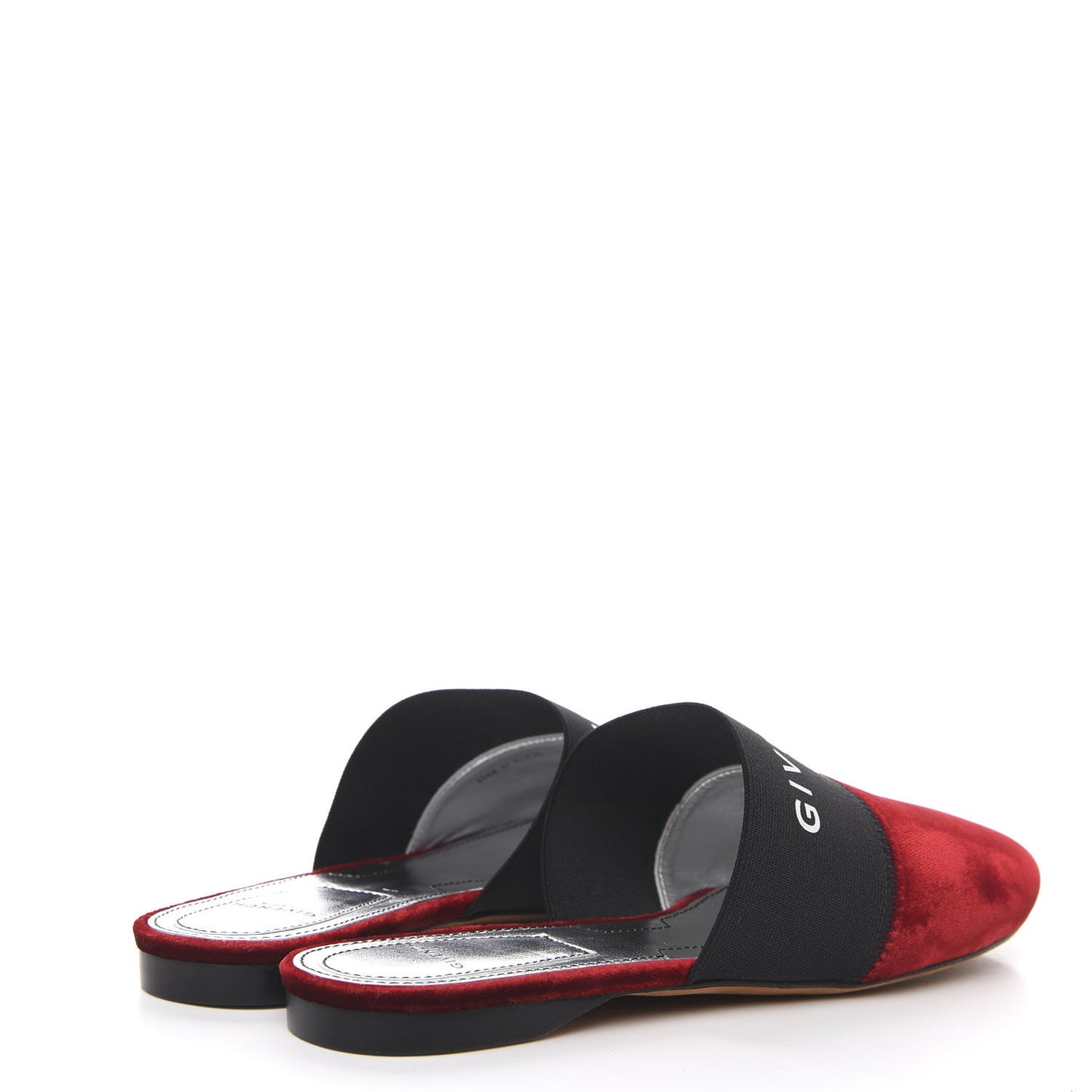 Calfskin Velvet Bedford Logo Mule Slides 35.5 Red Navy