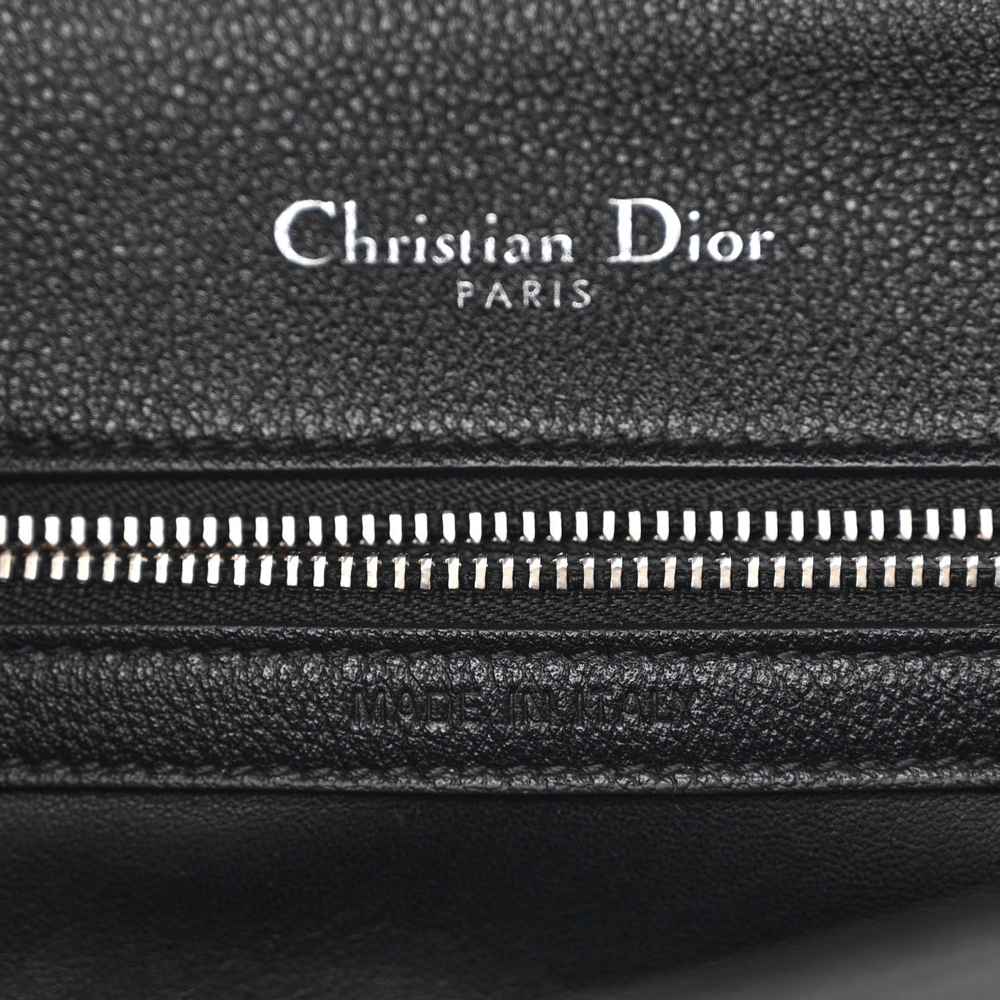 Grained Calfskin Perforated Diorama Flap Bag Black