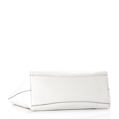Prada Vitello Daino Embossed Logo Tote White 3 of 8