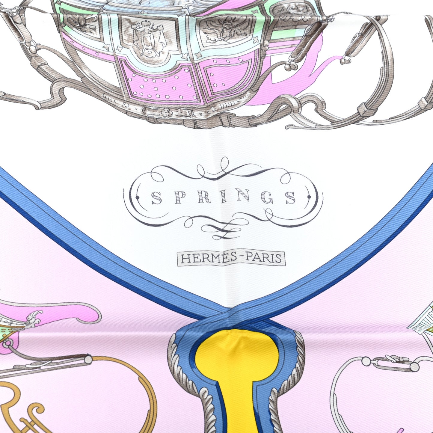 Silk Springs Scarf 90 Jaune Citron Parme Blanc