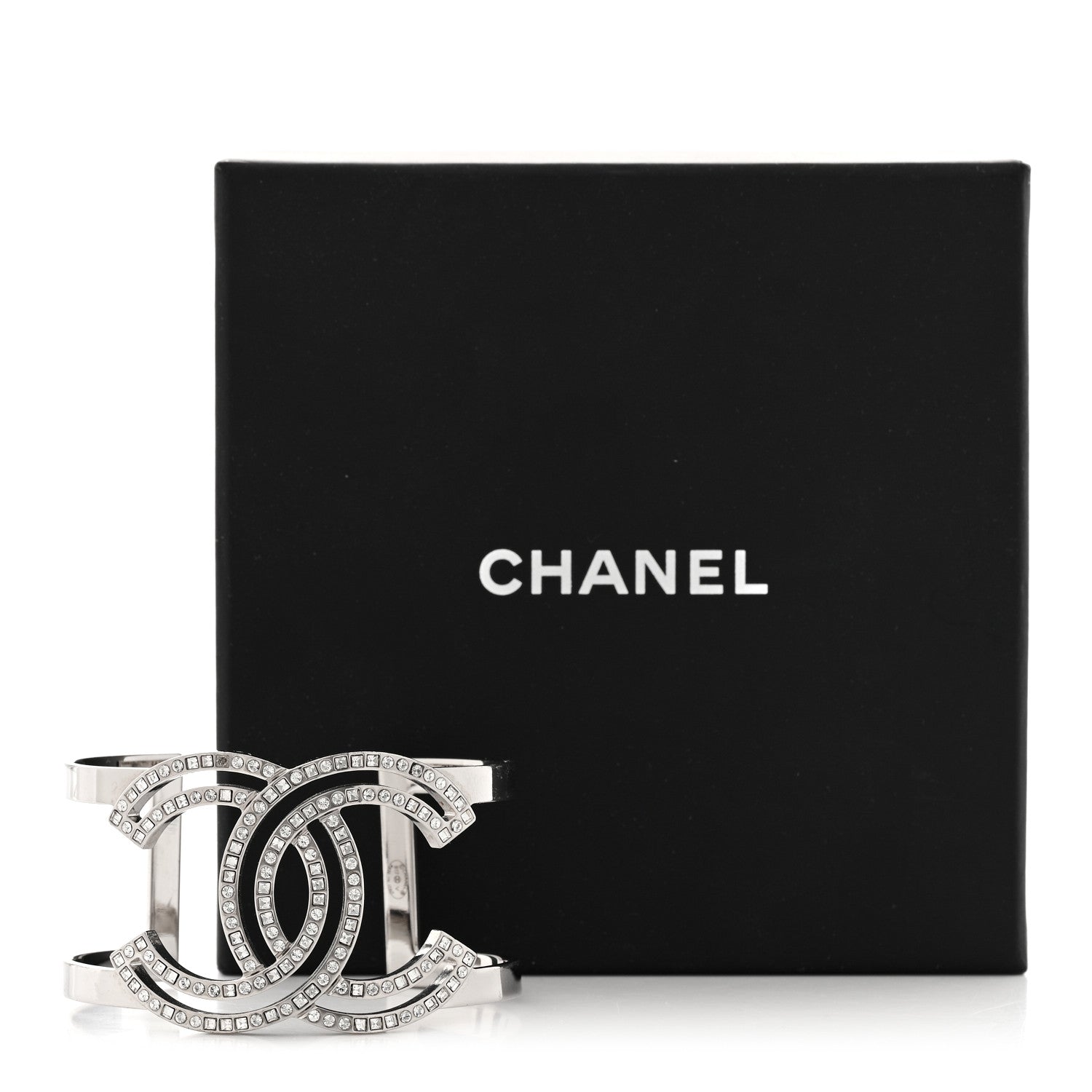 Chanel Metal Baguette Crystal CC Cuff Silver 7 of 7