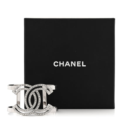 Chanel Metal Baguette Crystal CC Cuff Silver 7 of 7