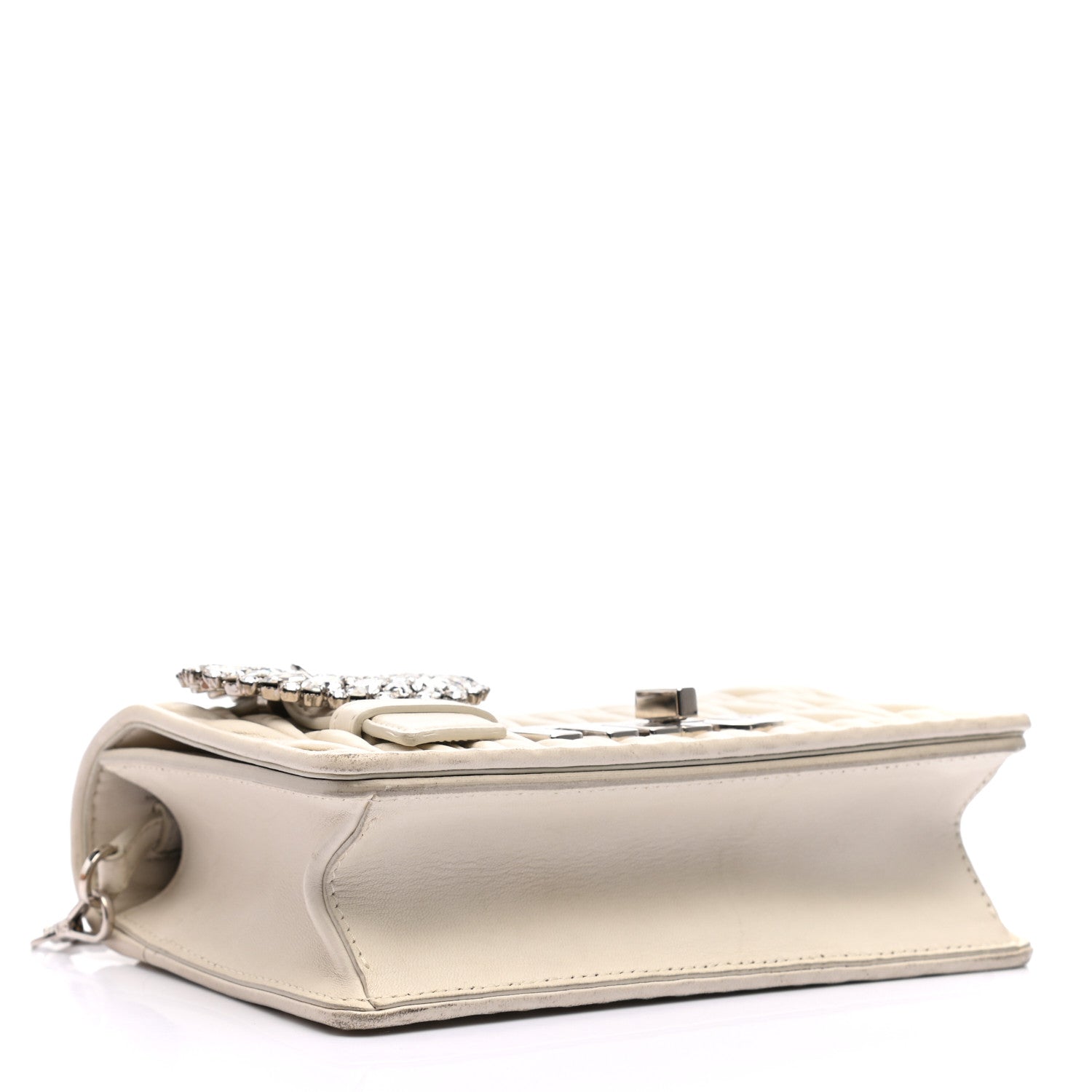 Miu Miu Nappa Matelasse Crystal Embellished Shoulder Bag White 4 of 13