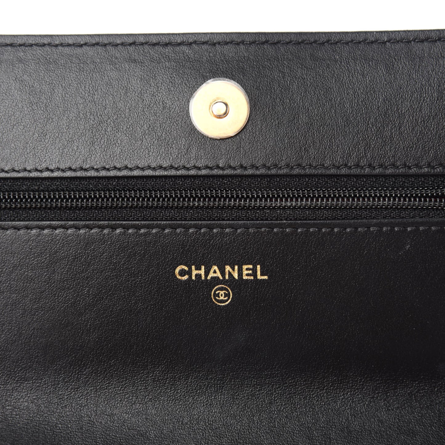 Shiny Crumpled Calfskin Quilted Chanel 19 Wallet On Chain WOC Black