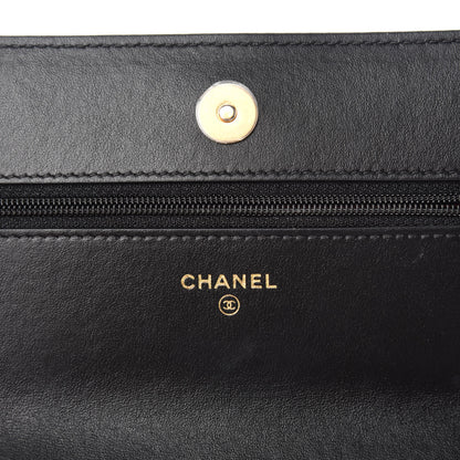 Chanel Shiny Crumpled Calfskin Quilted Chanel 19 Wallet On Chain WOC Black 8 of 12