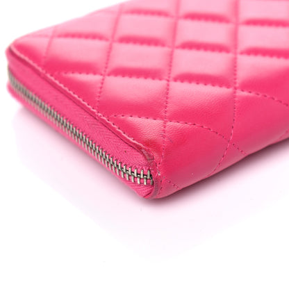 Chanel Lambskin Quilted Large Gusset Zip Around Wallet Fuchsia 11 of 12