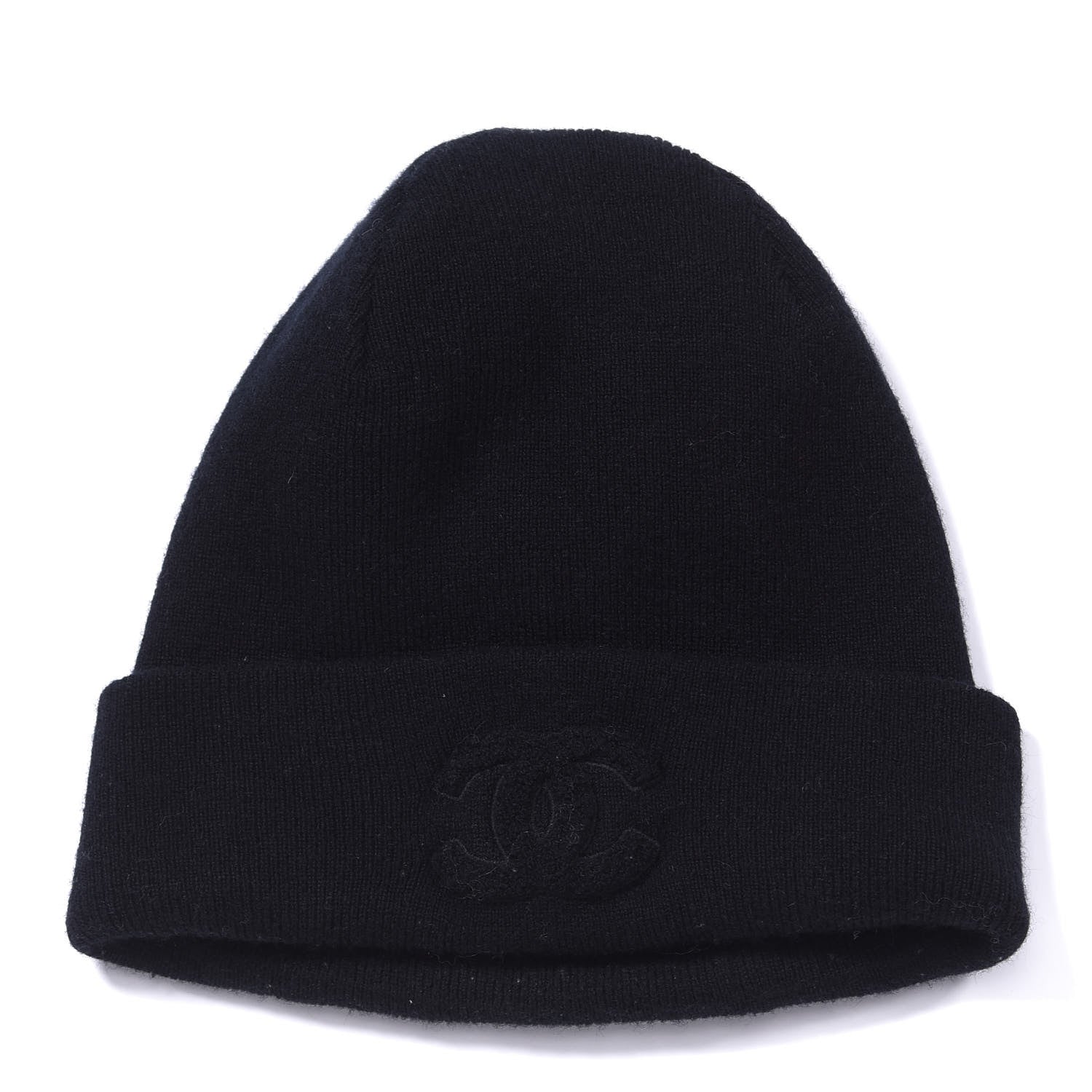 Chanel Cashmere CC Beanie Hat Black 1 of 2