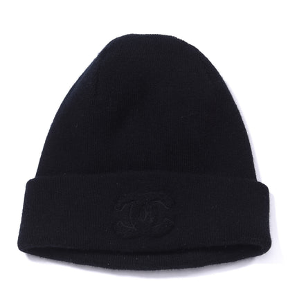 Chanel Cashmere CC Beanie Hat Black 1 of 2