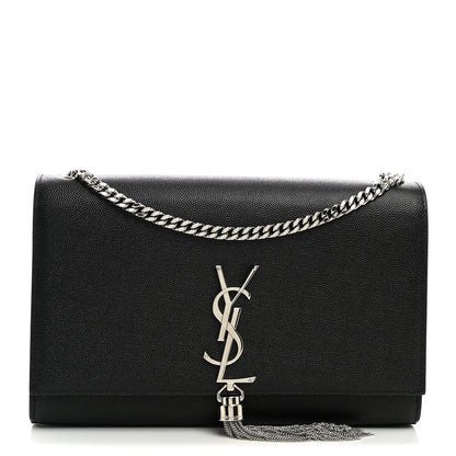 Saint Laurent Grain De Poudre Medium Classic Monogram Kate Tassel Satchel Black 1 of 8