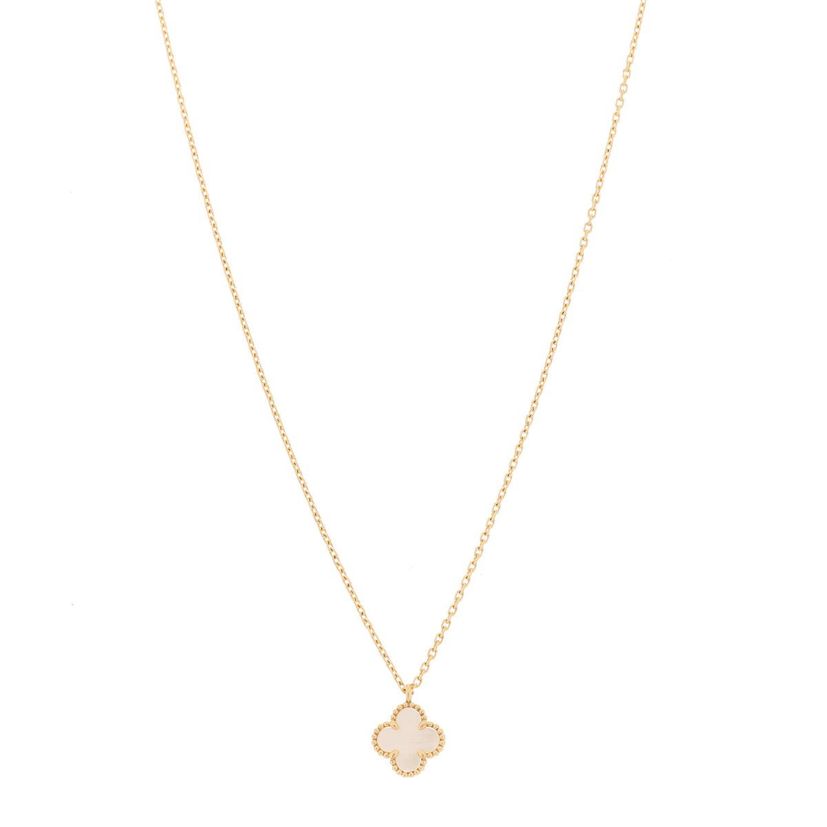 18K Yellow Gold Mother of Pearl Sweet Alhambra Pendant Necklace