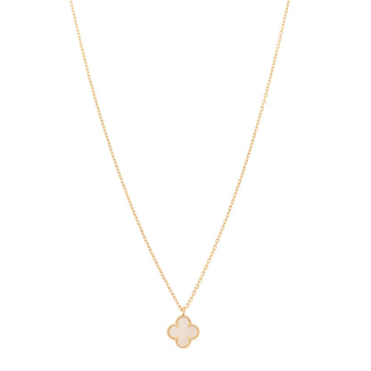 Van Cleef & Arpels 18K Yellow Gold Mother of Pearl Sweet Alhambra Pendant Necklace 1 of 6