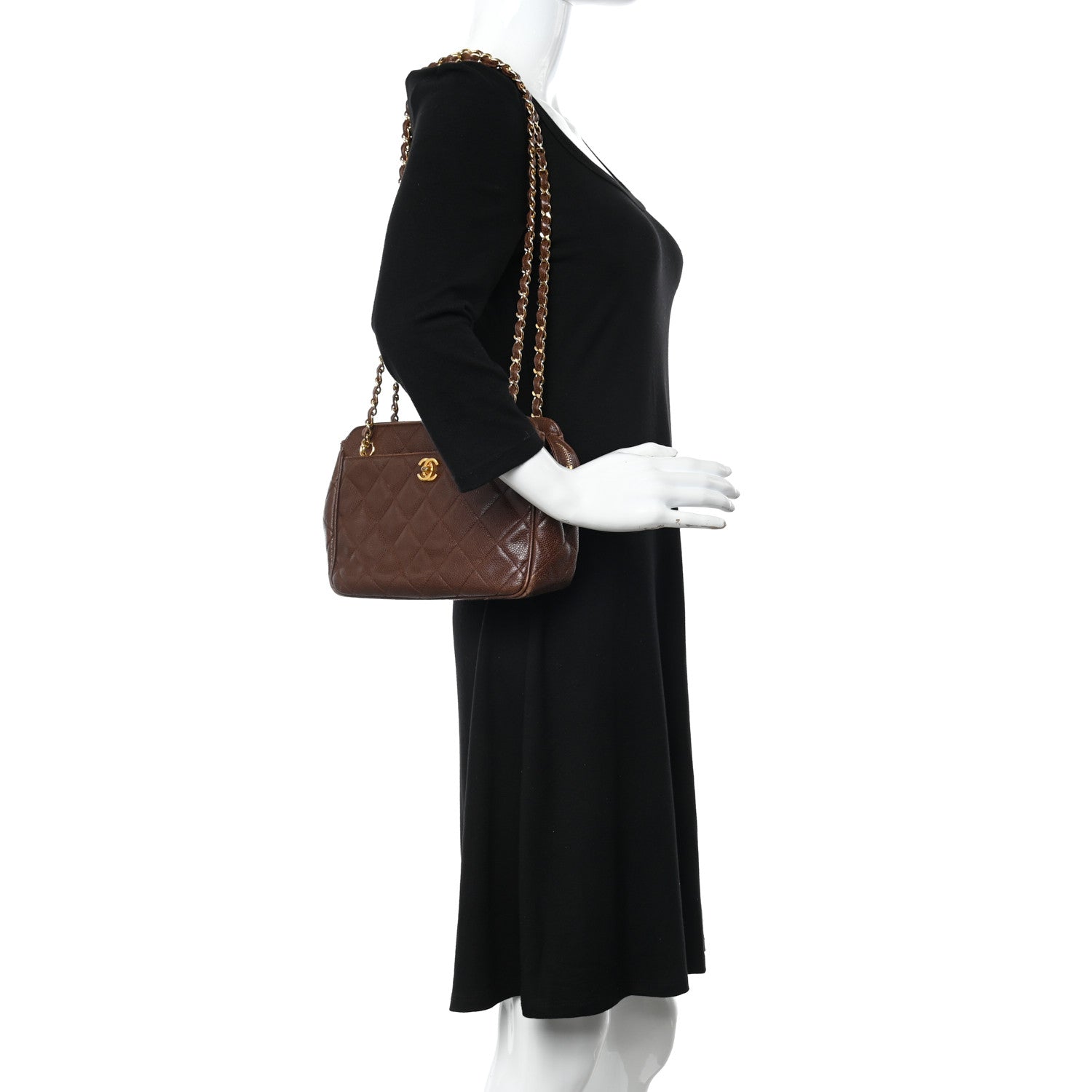Chanel Caviar Quilted Shoulder Bag Brown 2 of 16