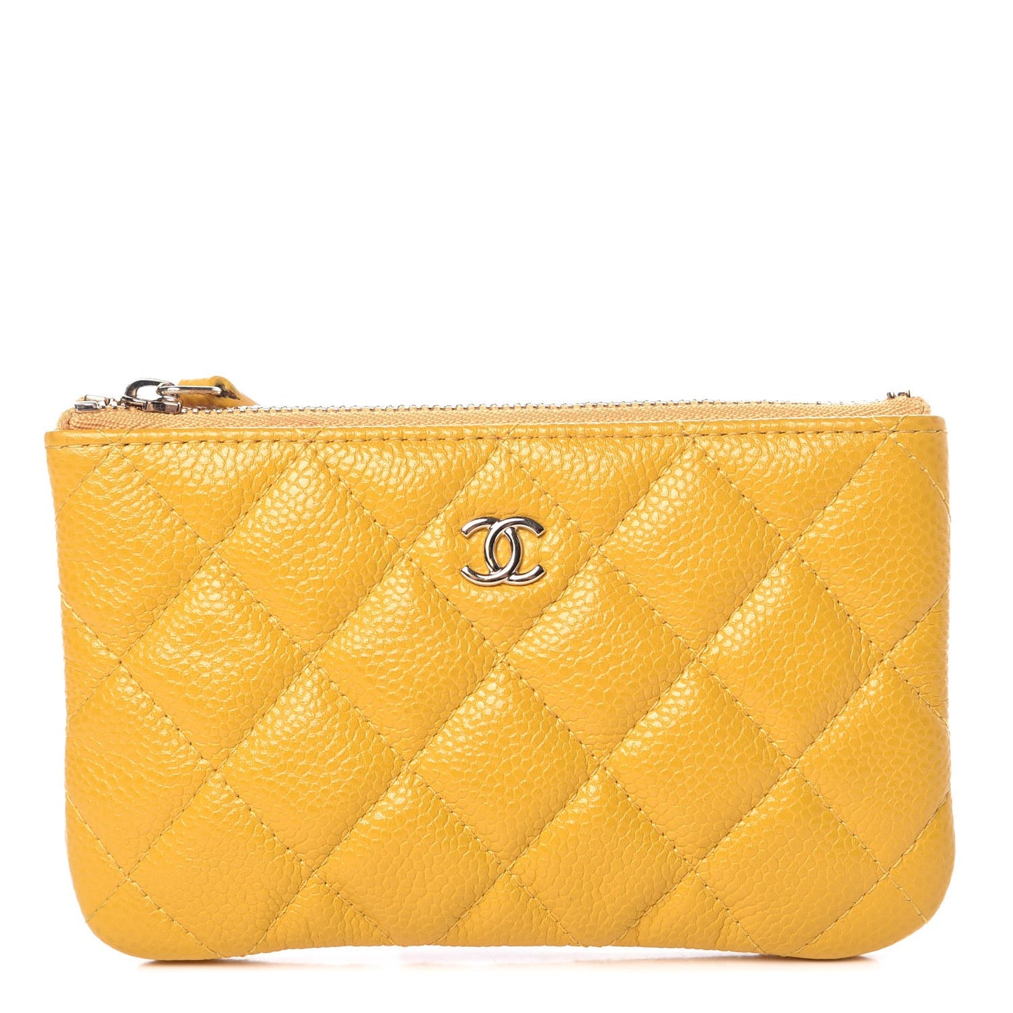 Caviar Quilted Small Cosmetic Case Yellow