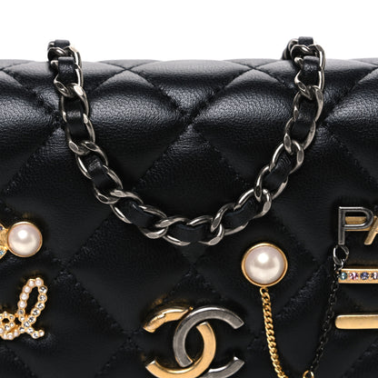 Chanel Lambskin Quilted Coco Clips Mini Wallet On Chain WOC Black 9 of 12