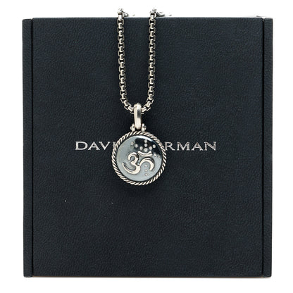 David Yurman Sterling Silver Diamond Om Amulet Charm Necklace 7 of 7