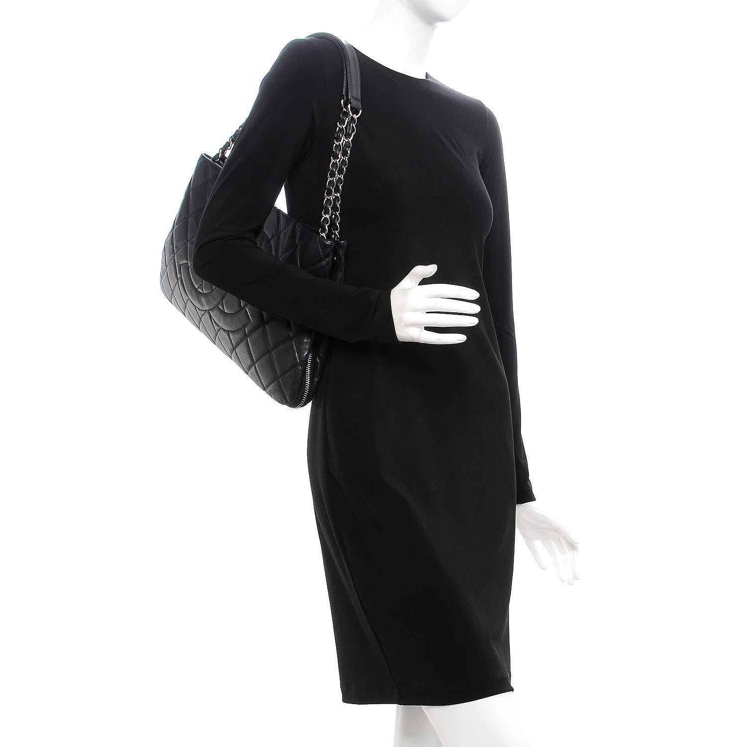 Chanel Caviar Quilted Expandable Zip Shoulder Bag Black 2 of 10