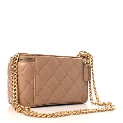 Chanel Lambskin Quilted Small Pillow Crush Vanity Case With Chain Beige 3 of 9