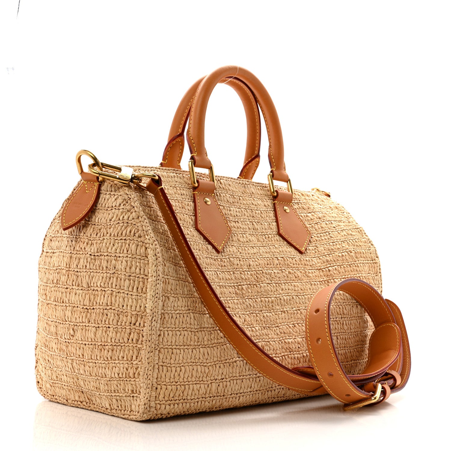 Louis Vuitton Raffia Speedy Bandouliere 30 Natural Tan 3 of 12