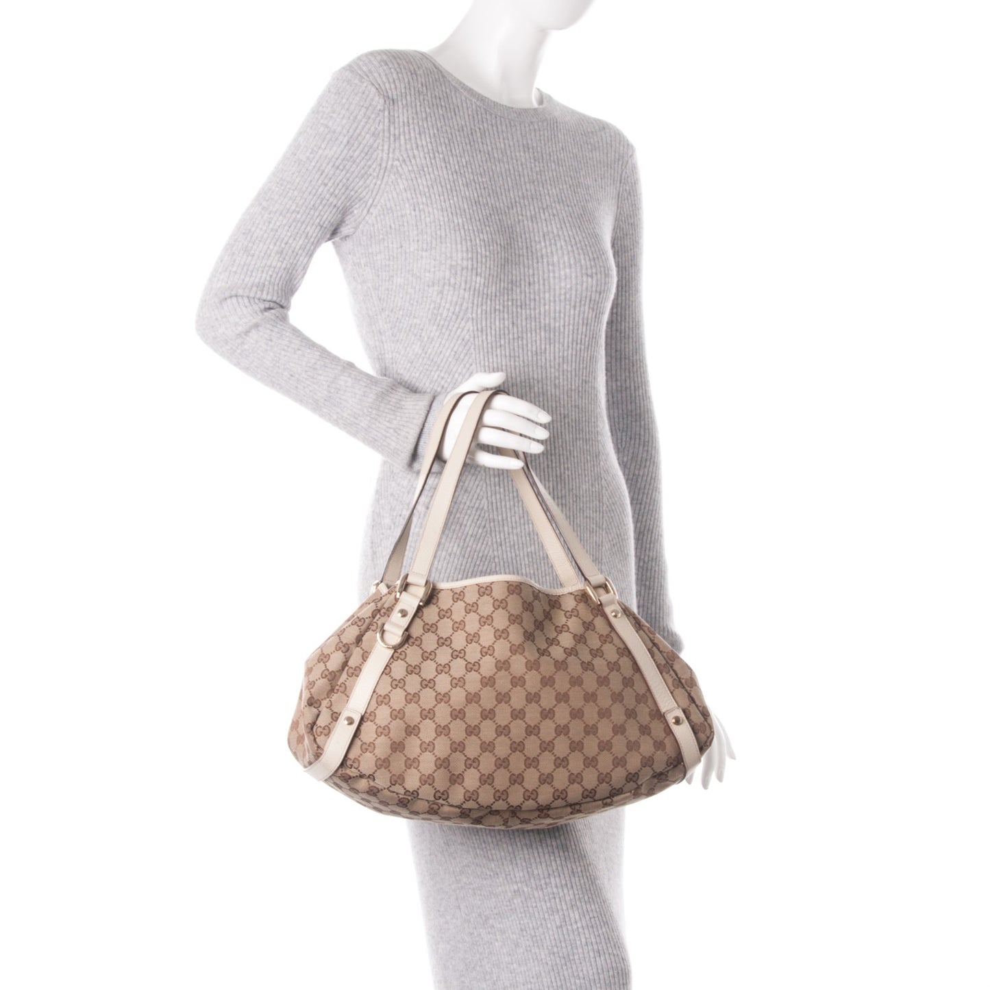 Monogram Medium Abbey Shoulder Bag Off White