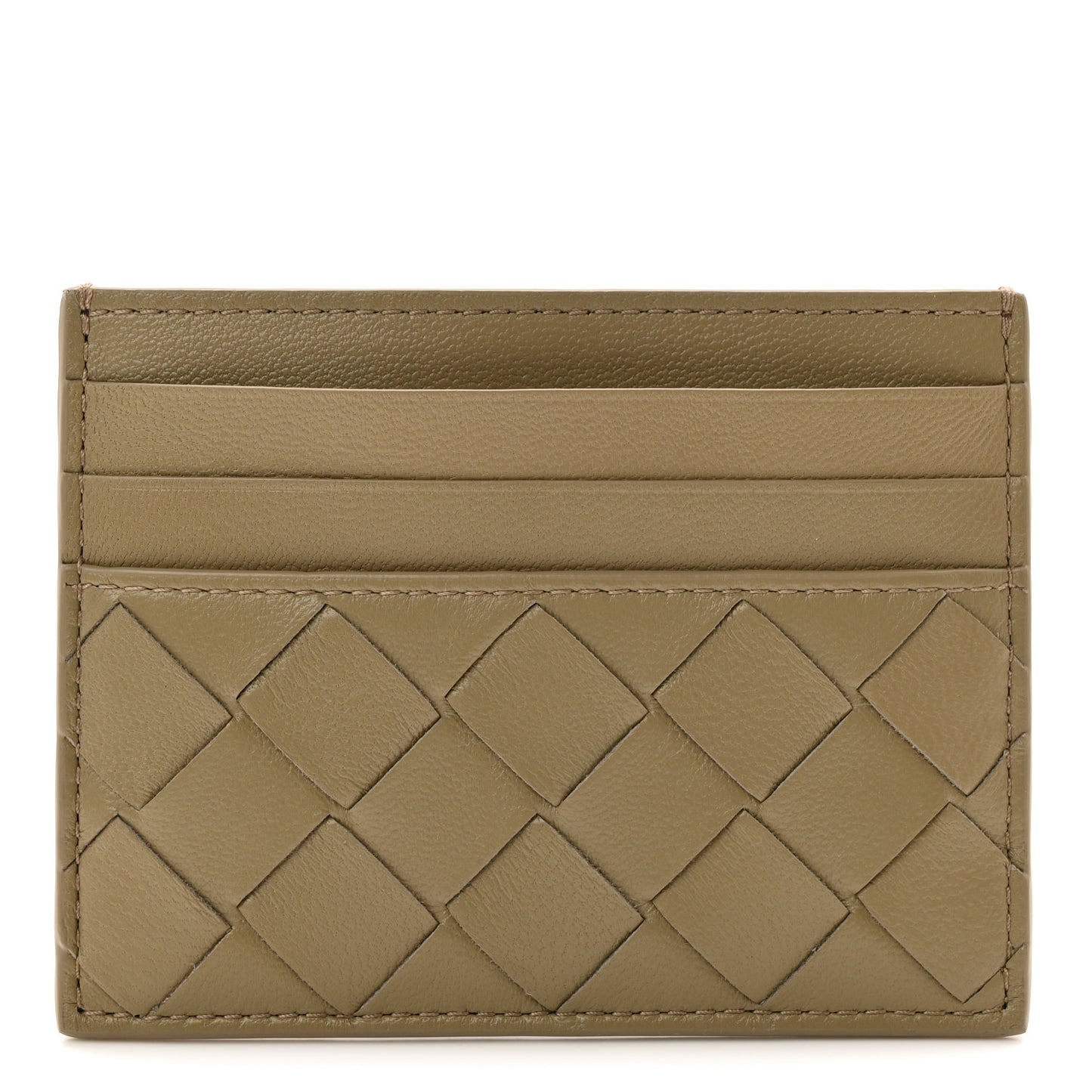 Nappa Intrecciato Credit Card Case Travertine