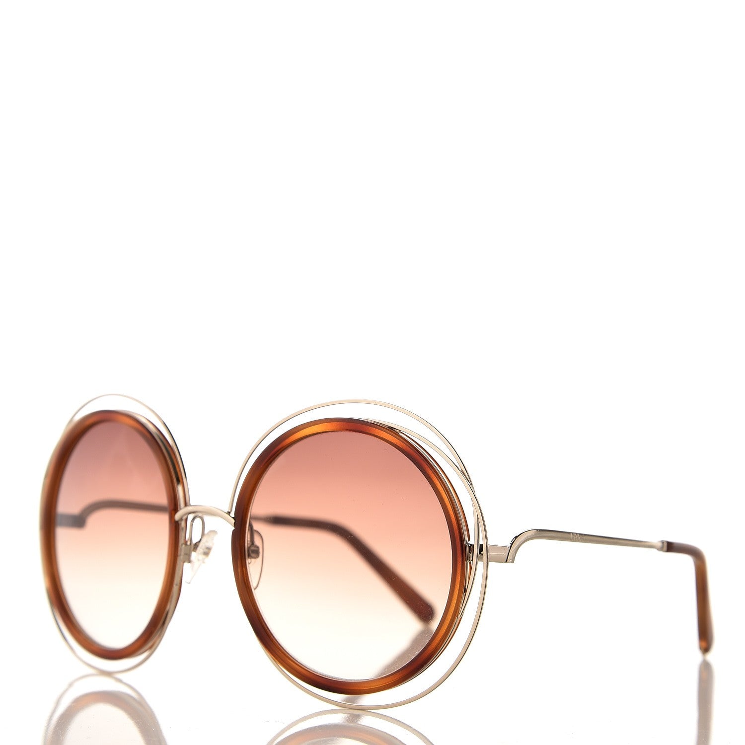 Chloe Oversized Round Carlina Sunglasses CE120S Gold Blonde Havana 1 of 7