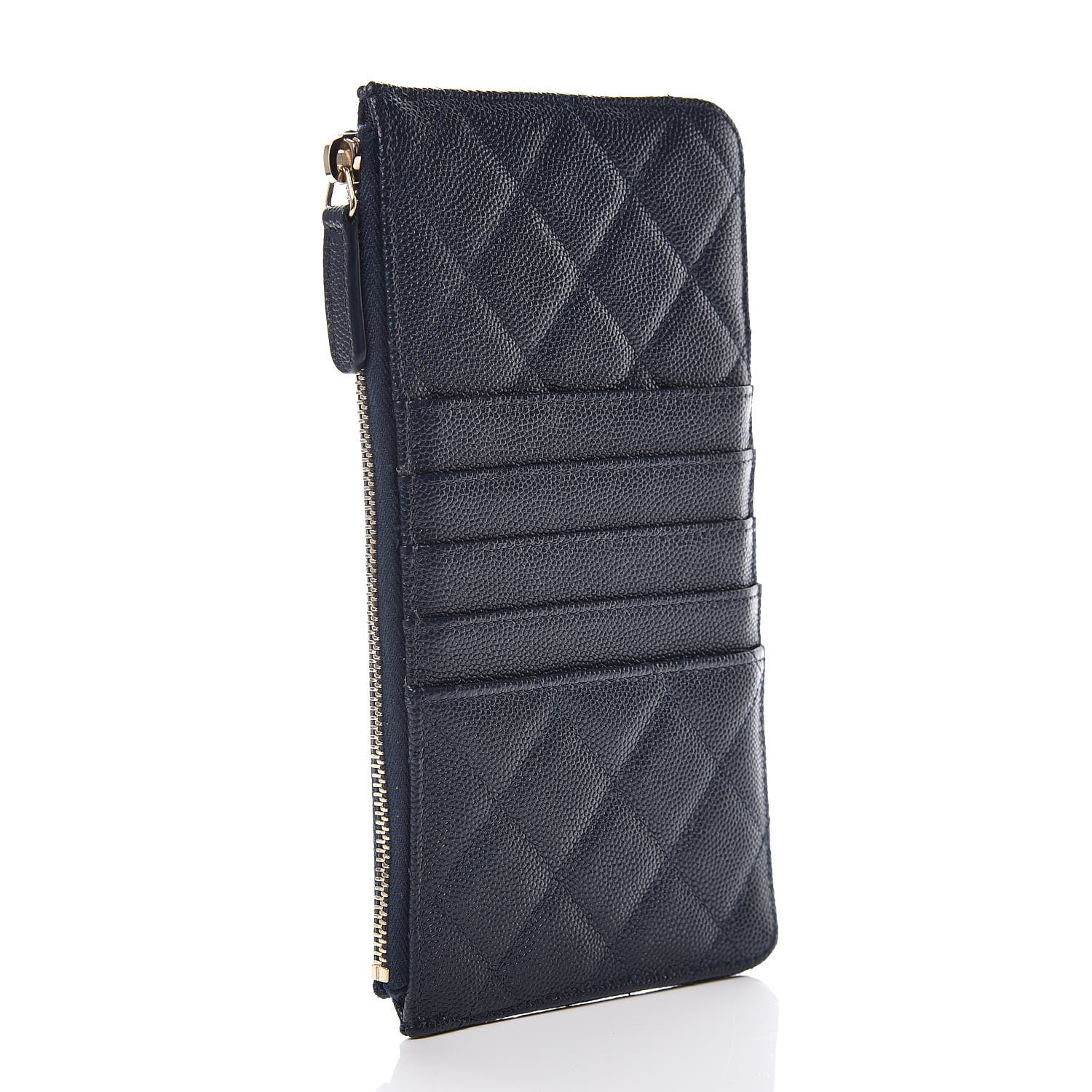 Chanel Caviar Quilted Classic Flat Wallet Pouch Navy 3 of 8