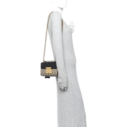 Gucci GG Supreme Monogram Calfskin Small Padlock Shoulder Bag Beige Black Cuir 2 of 10