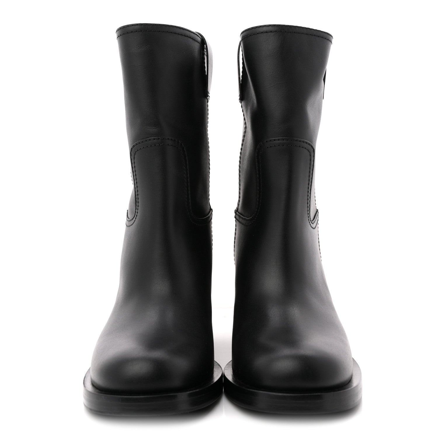 Miu Miu Calfskin Short Moto Boots 37 Black 3 of 9