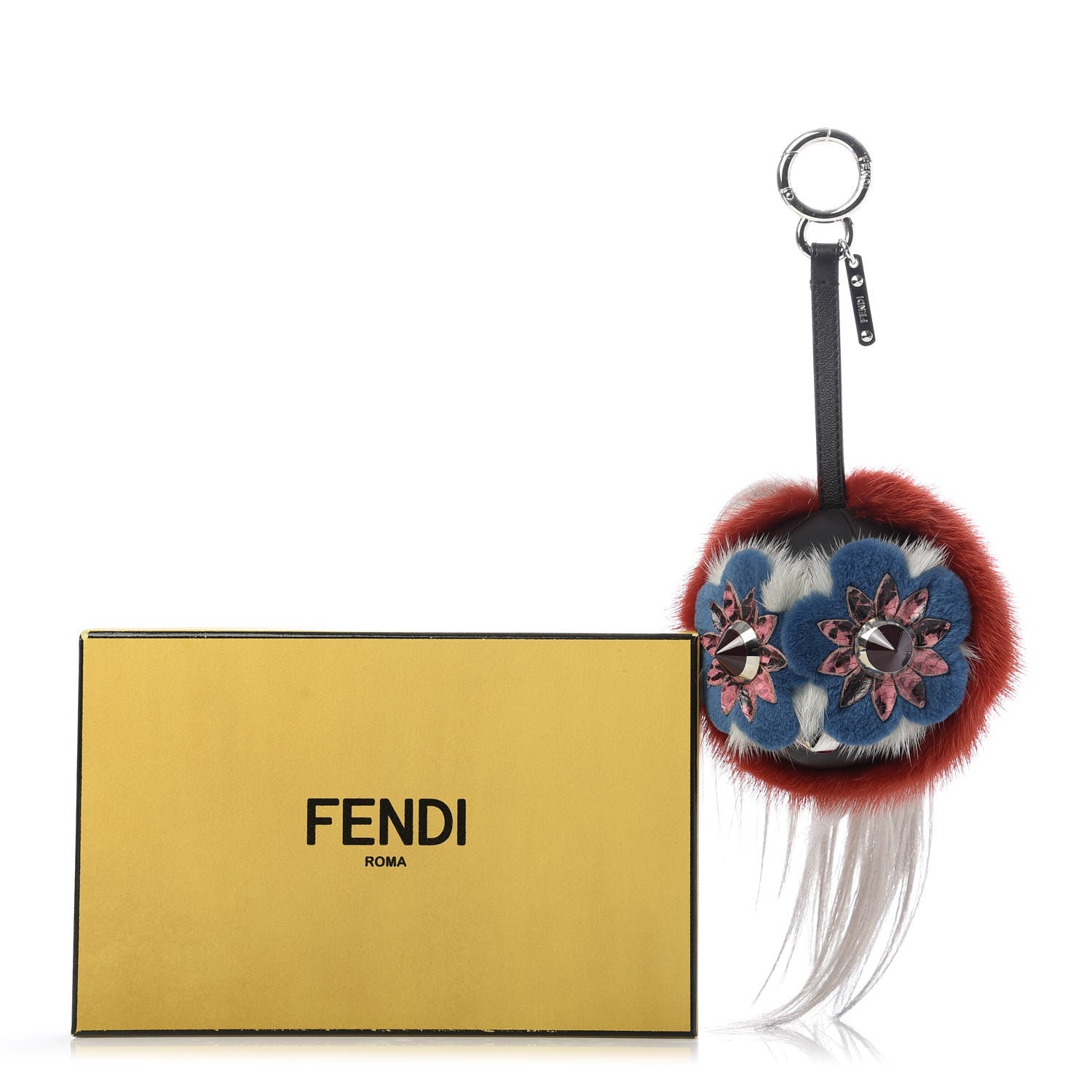 Fendi Fox Fur Monster Flowery Mini Bag Bug Charm Brick Red Multicolor 5 of 5