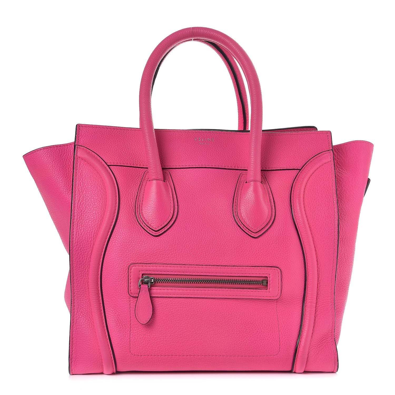 Celine Drummed Calfskin Mini Luggage Fluo Pink 1 of 13