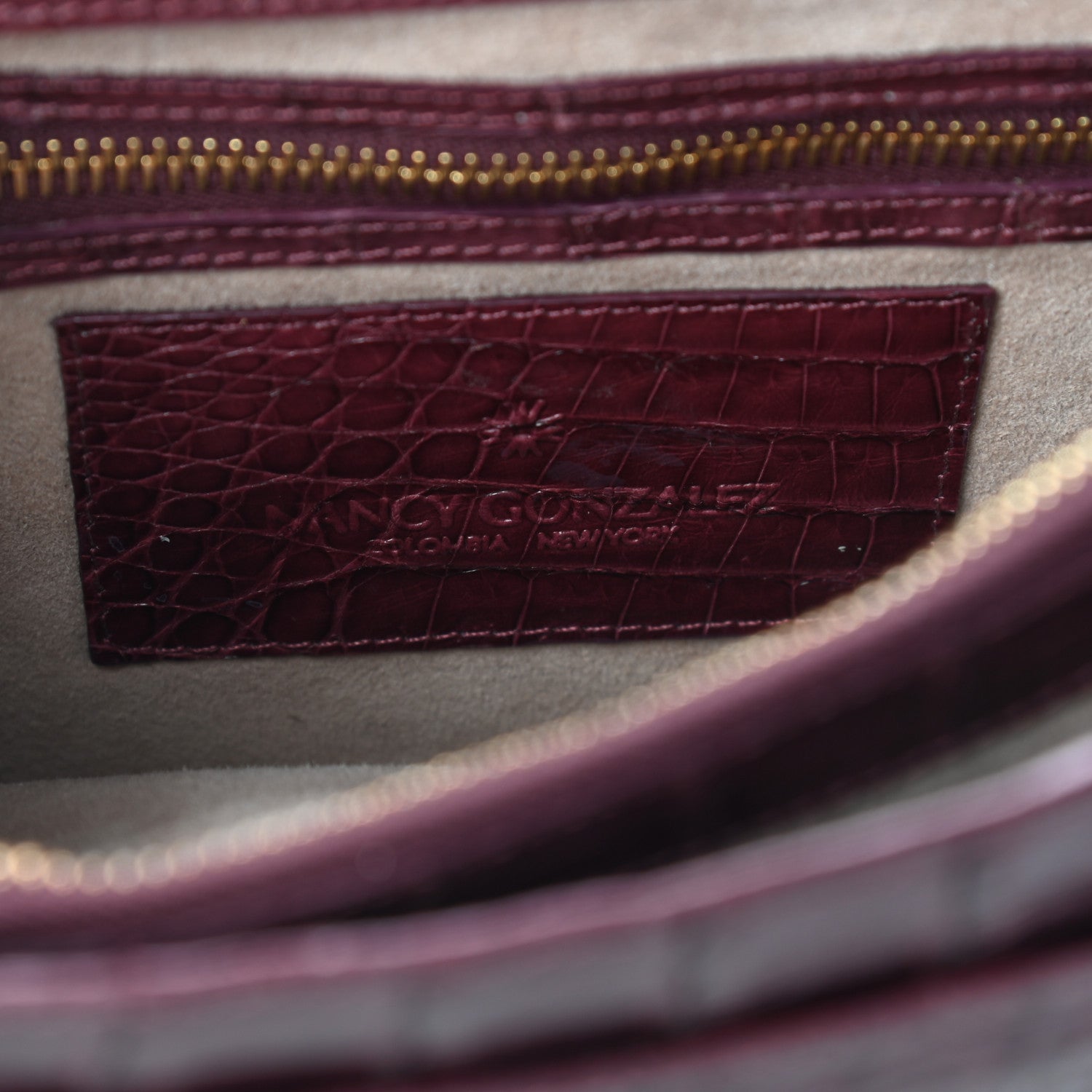 Nancy Gonzalez Crocodile Top Handle Satchel Burgundy 5 of 8