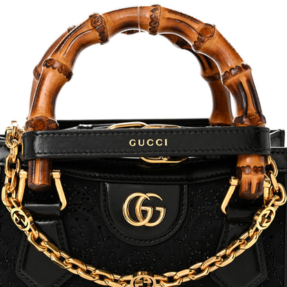 Gucci New Canvas Charisma Calfskin Crystal GG Monogram Mini Diana Tote Black 7 of 9
