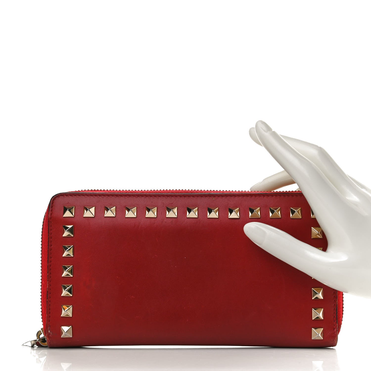 Valentino Garavani Calfskin Rockstud Zip Around Wallet Rosso Valentino 2 of 13
