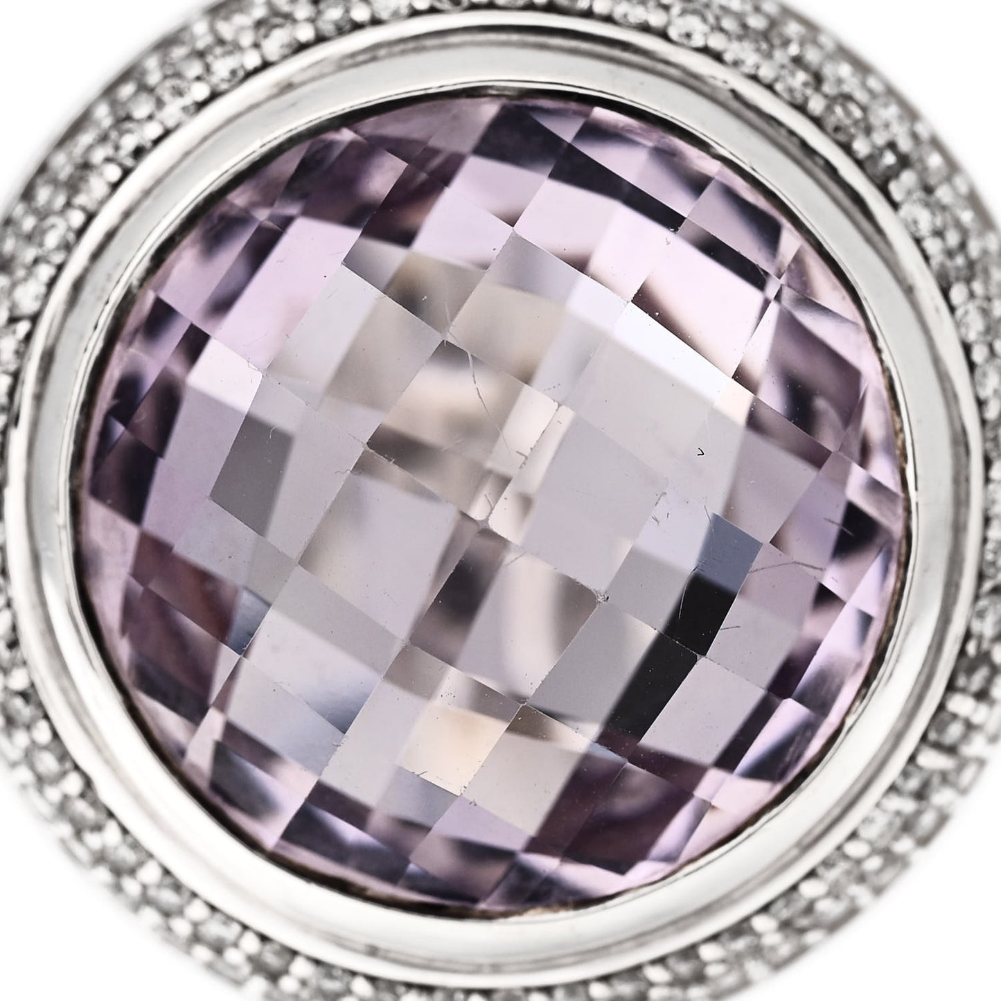 Sterling Silver Diamond Amethyst 18mm Cerise Ring 54 7