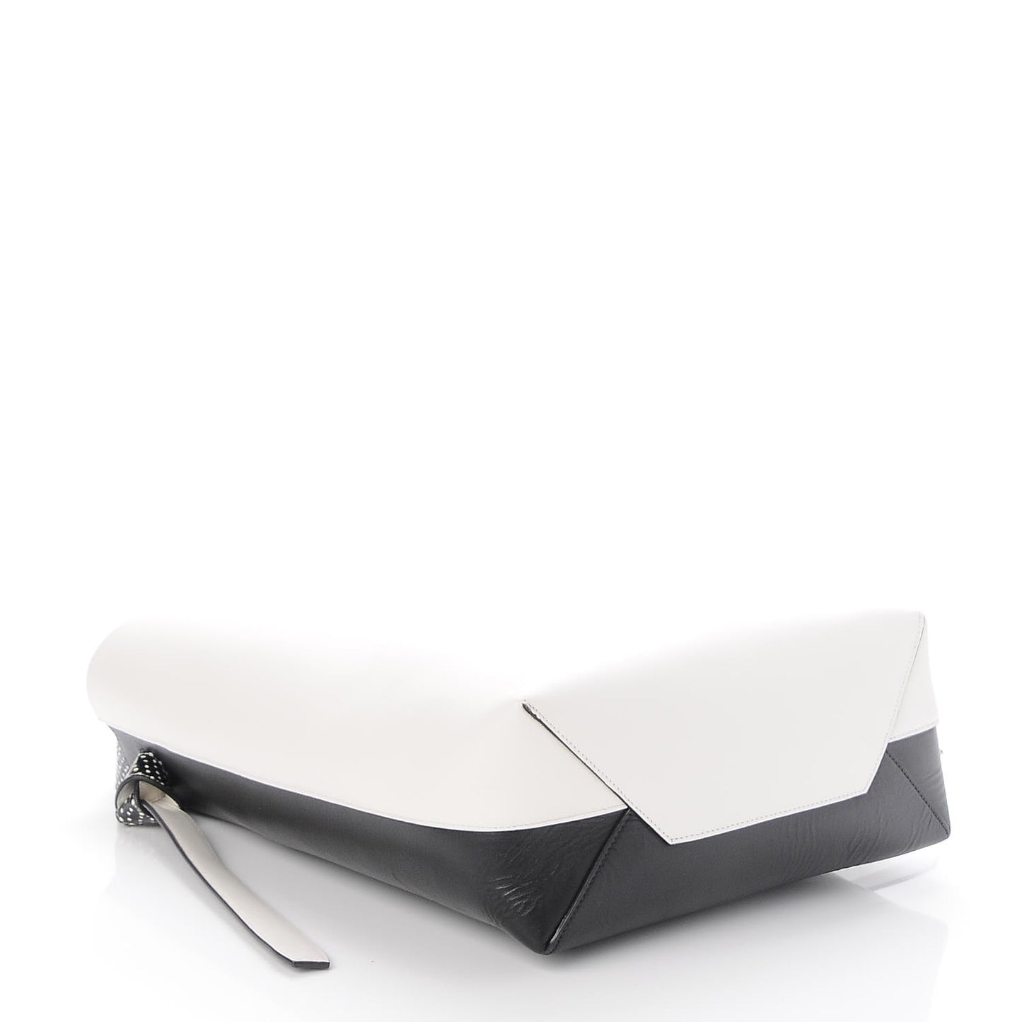 Shiny Smooth Calfskin Small Twisted Cabas White Black