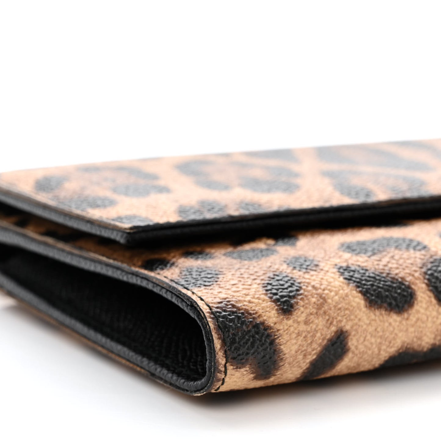 DOLCE &amp; GABBANA Dauphine Leopard Print Wallet On Chain Brown Black