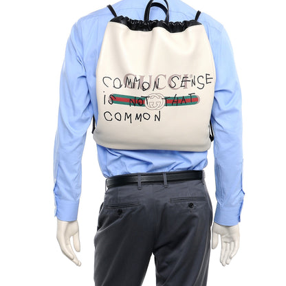 Gucci Calfskin Coco Capitan Logo Drawstring Backpack Mystic White 2 of 8