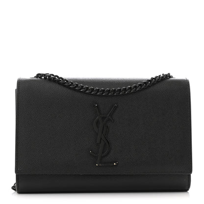 Saint Laurent Grain De Poudre Medium Classic Monogram Monochrome Kate Satchel Black 1 of 12