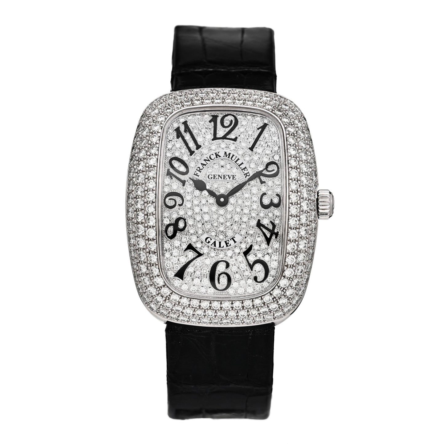 18K White Gold Alligator Diamond Pave Galet 34mm Quartz Watch 3002 M QZ R D3 CD